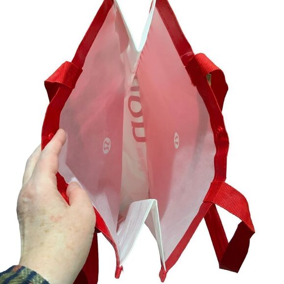 LULULEMON Reusable Large Red Plastic Tote Shopping Bag - Picture 11 of 11